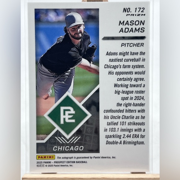 Mason Adams Prospect Sticker Auto - Picture 2 of 2